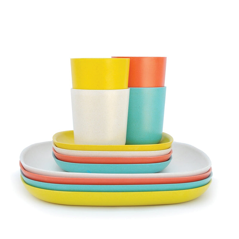 Bamboo Lunch Set Persimmon / Off-White / Lagoon / Lemon