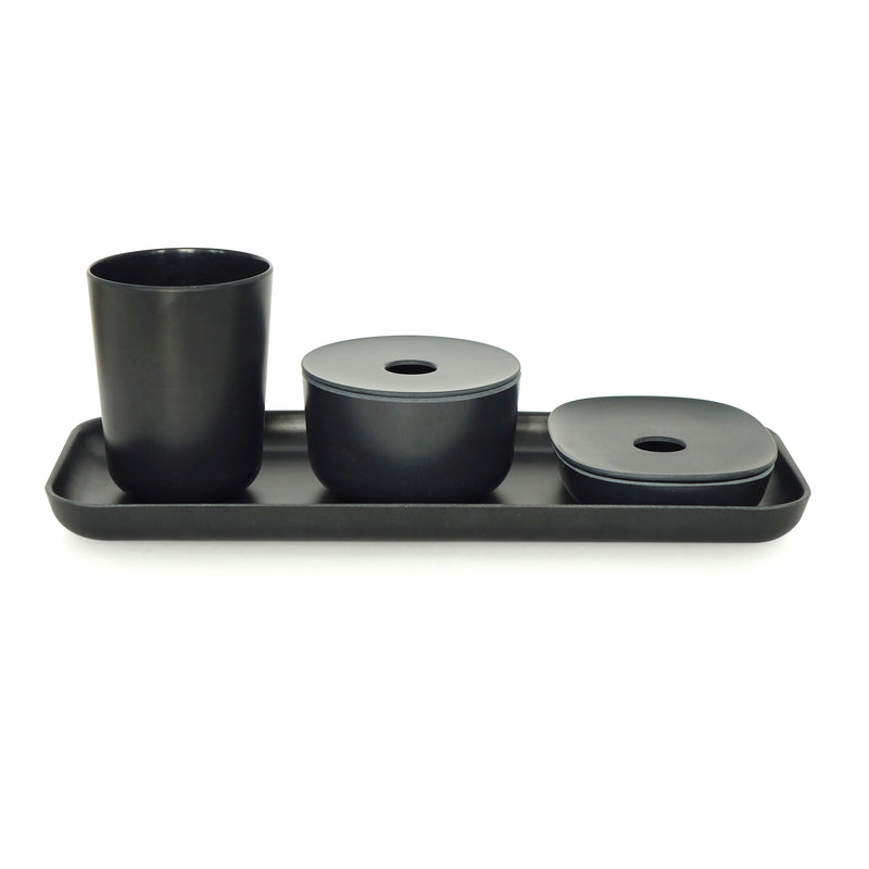 4-Piece Bathroom Counter Set - Black