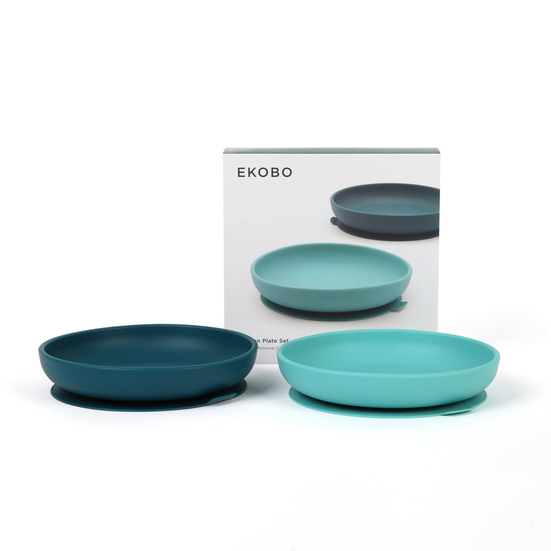 Silicone Suction Baby Plate Set - Blue Abyss / Lagoon – EKOBO USA