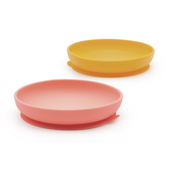 Silicone Suction Baby Plate Set - Mimosa / Coral