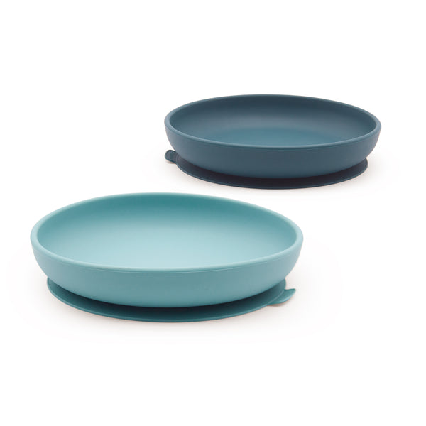 Silicone Suction Baby Plate Set - Blue Abyss / Lagoon