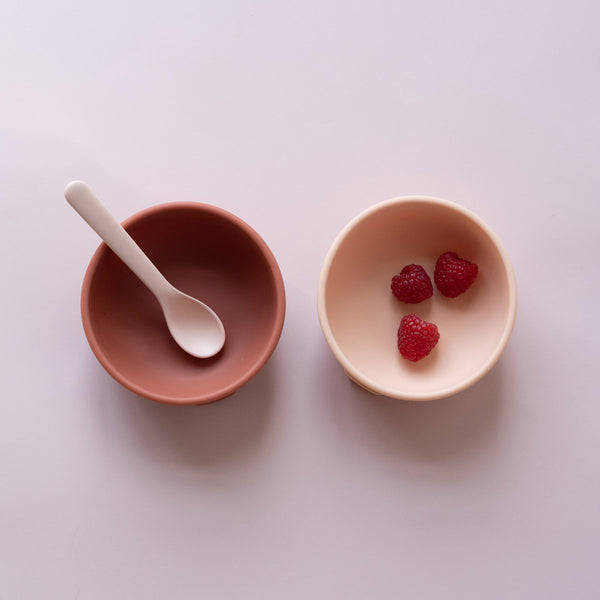Silicone Suction Baby Bowl Set - Blush / Terracotta