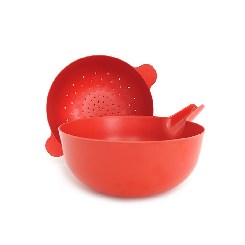 EKOBO - Pronto Large Handy Bowl & Colander Set - Tomato