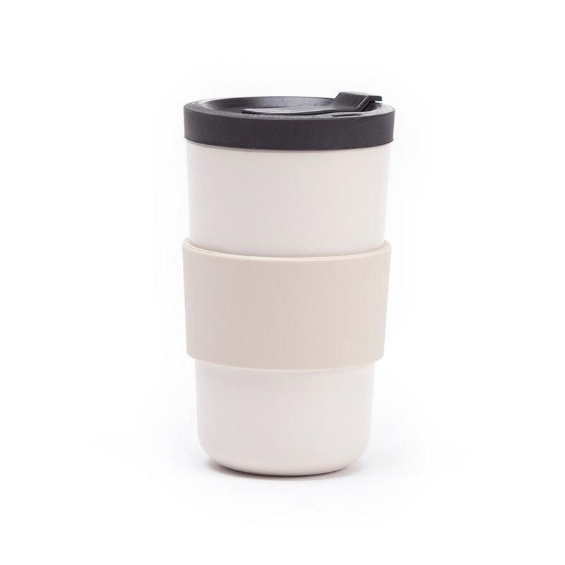 16 oz Reusable Plastic Coffee Cup w/ Lid (White)